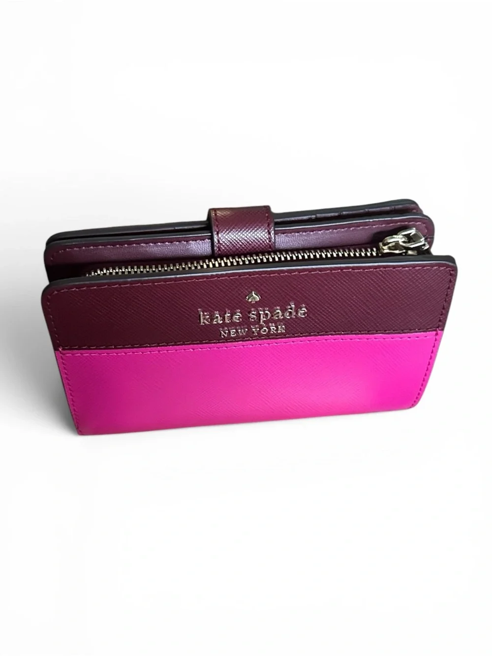 NWT Kate Spade Staci Colorblock Pink Berry Saffiano Wallet